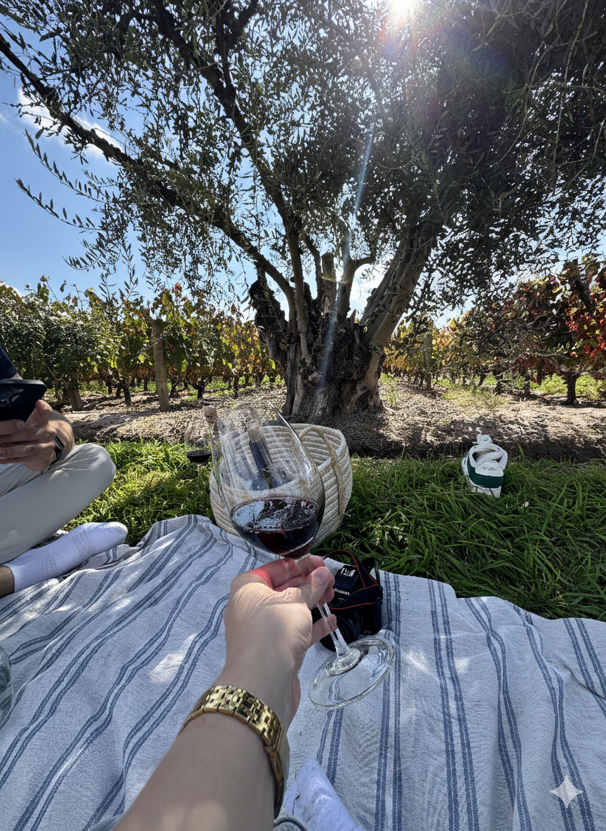Wine picnic in vineyard
